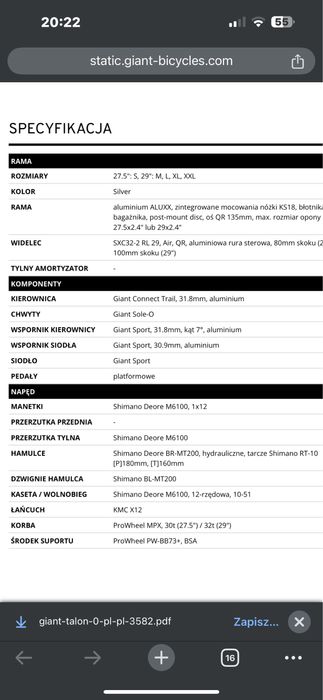 Pilnie sprzedam Rower MTB Giant Talon 0