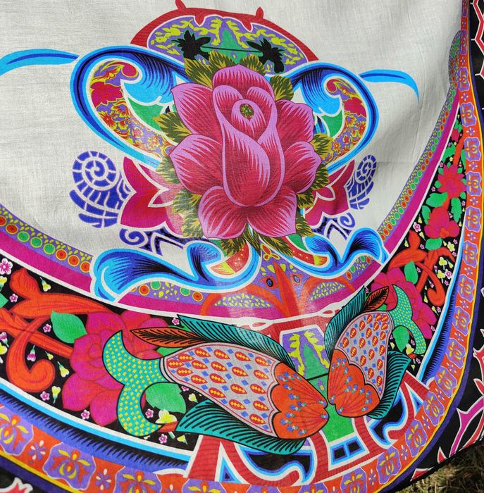 Duża chusta szal dupatta kwiaty folk orient hijab turban pareo