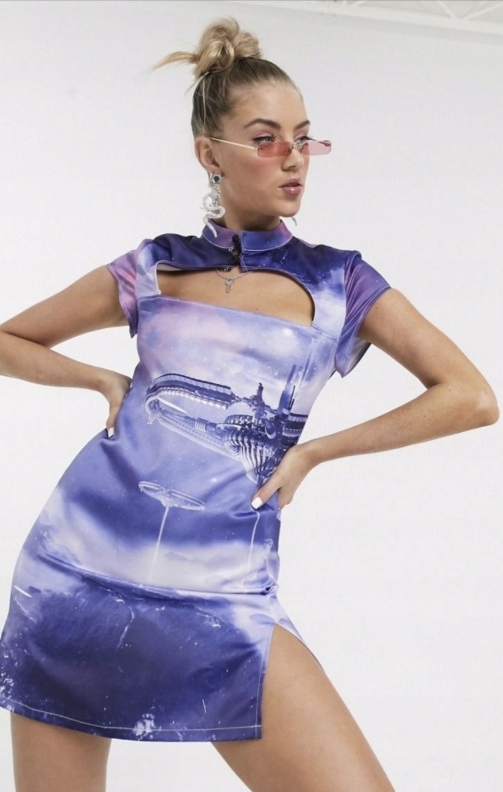 JADED LONDON sukienka mini S M cyberpunk sf rave cybergoth violet NOWA