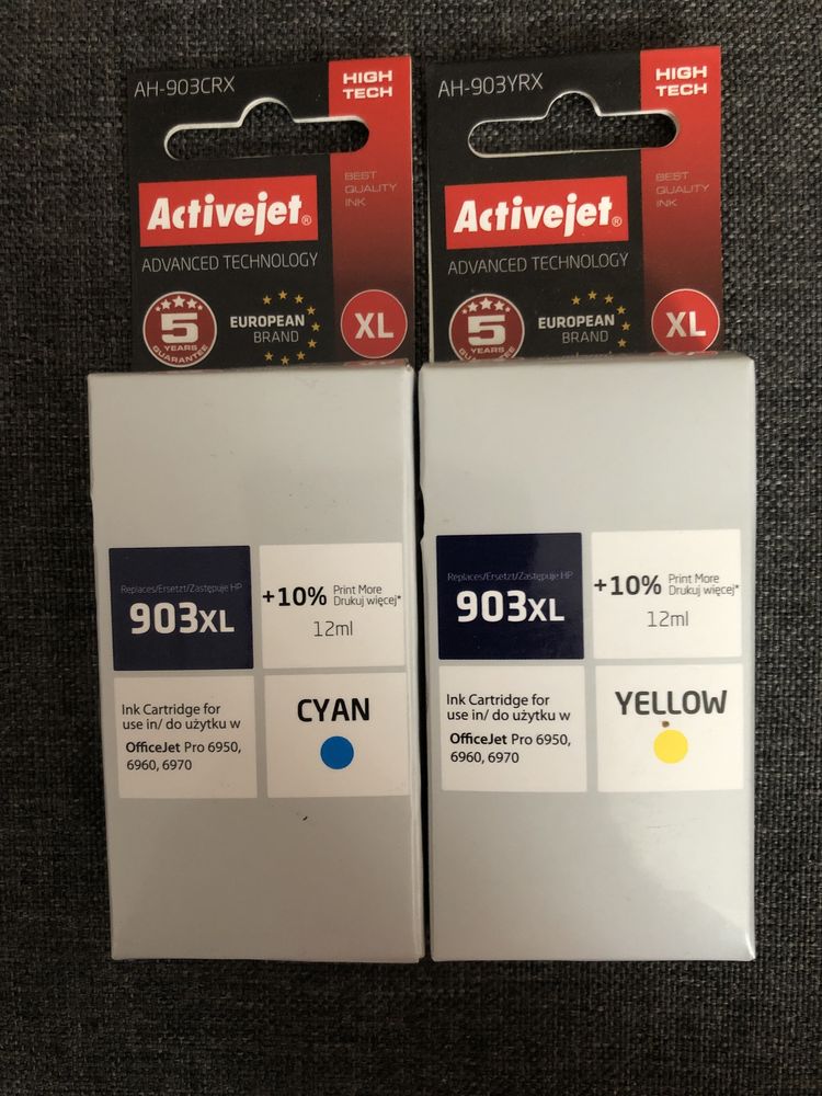 Tusze ActiveJet 903XL żółty i niebieski nowe