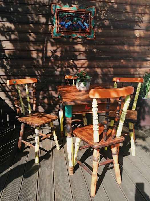 Komplet unikatowych mebli dębowych vintage - handmade Art&Keri