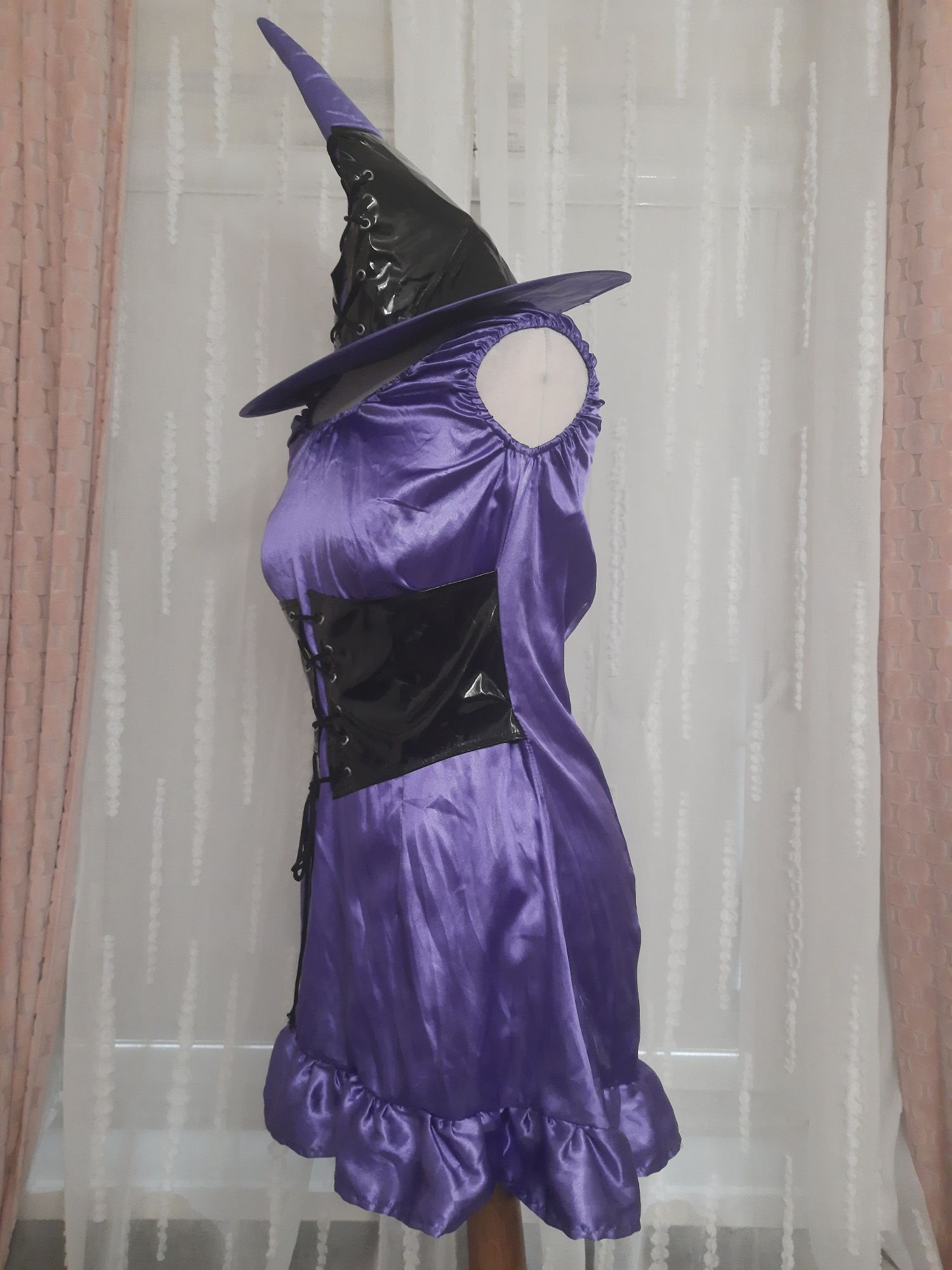Przebranie strój dwie części czarownica wróżka wiedźma sukienka kapelu