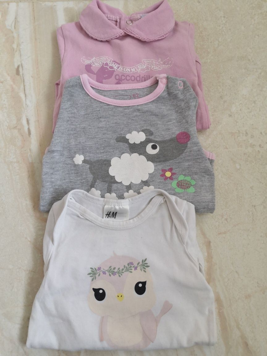 Body dla dziewczynki 3 sztuki, COCCODRILLO, H&M, r. 62/68