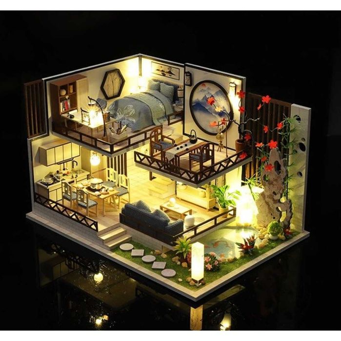 Конструктор Румбокс "Дом в азиатском стиле" +купол, подсветка. Roombox