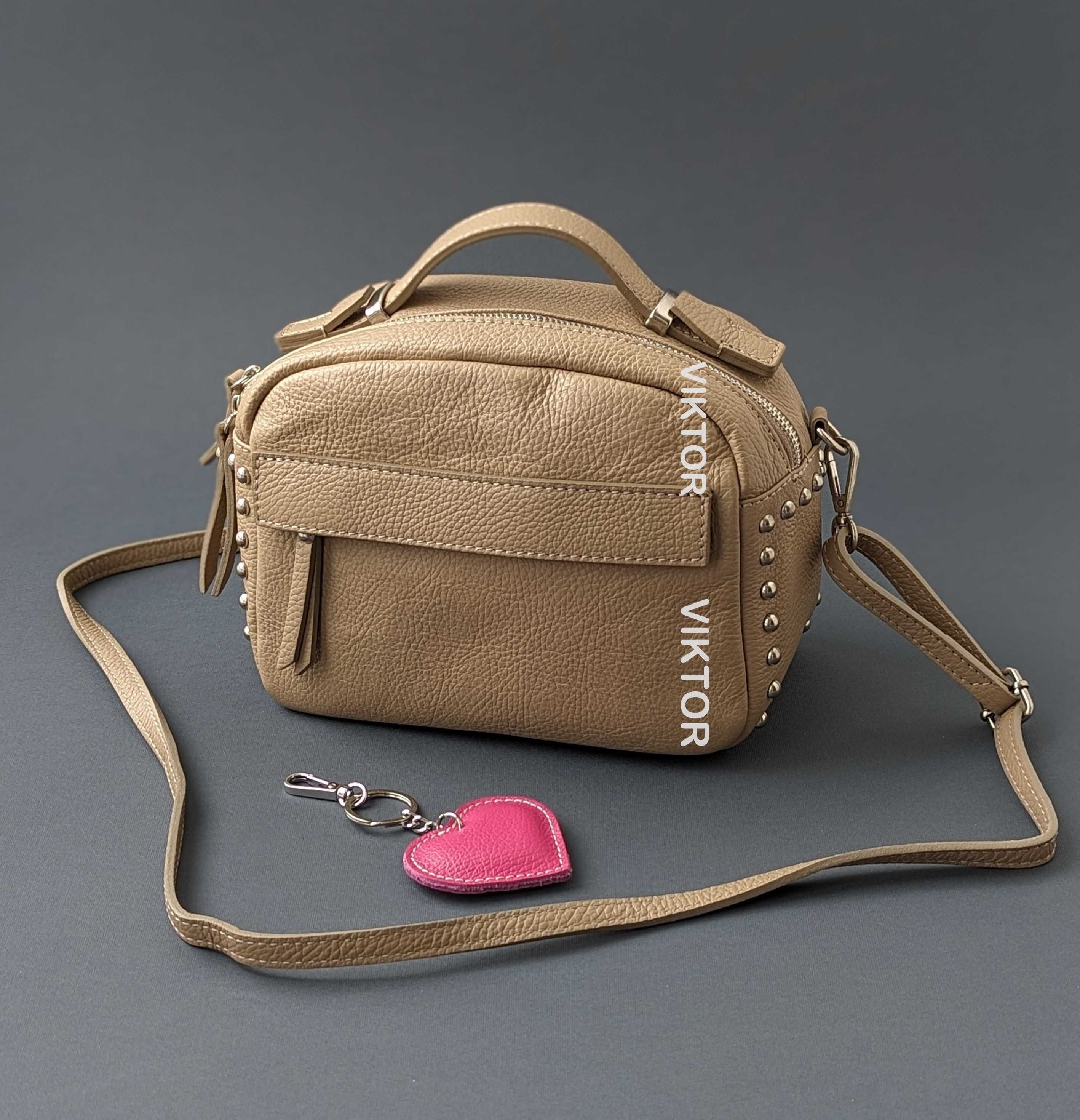 Стильная кожаная сумка портфельчик с длинным ремнем. Италия.