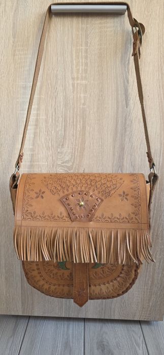 Torebka Vintage skóra+mosiądz