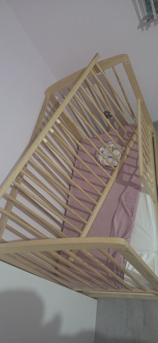 Łóżeczko 120/60 na kólkach z szufladą i materacem