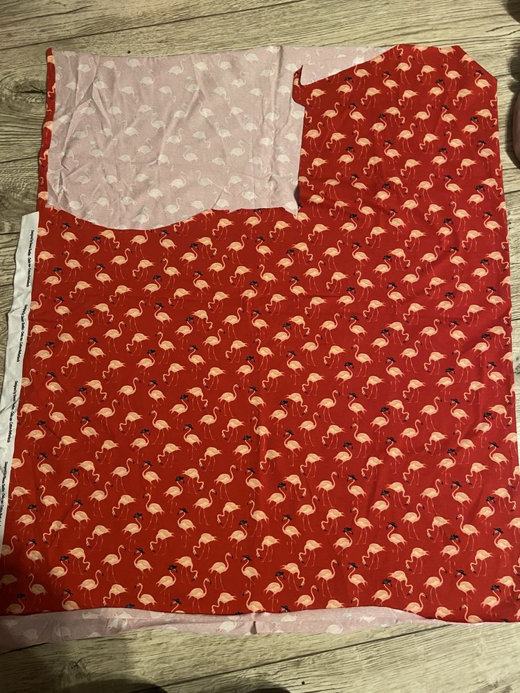 Kupon dzianina jersey material flamingi czerwony