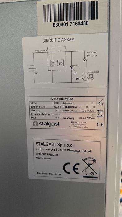 Szafa mroźnicza lakierowana STALGAST 880401