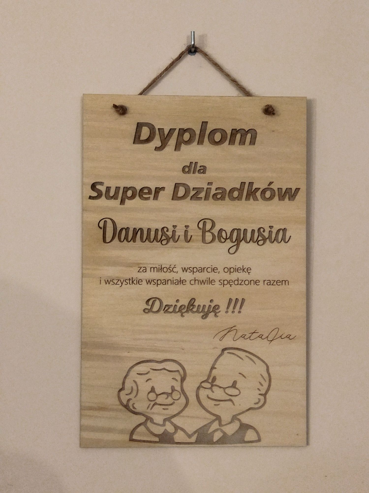 Dzień babci dzień dziadka - dyplom grawerowany