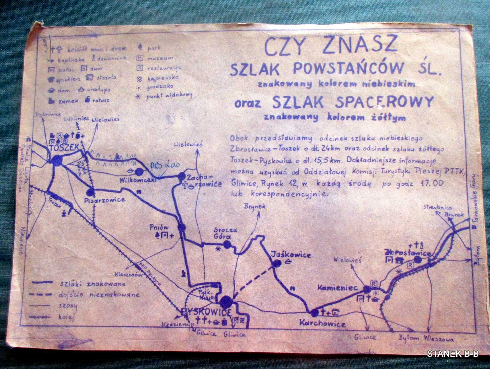 Mapa ozalid szlak powstańców sląskich  format 21X15