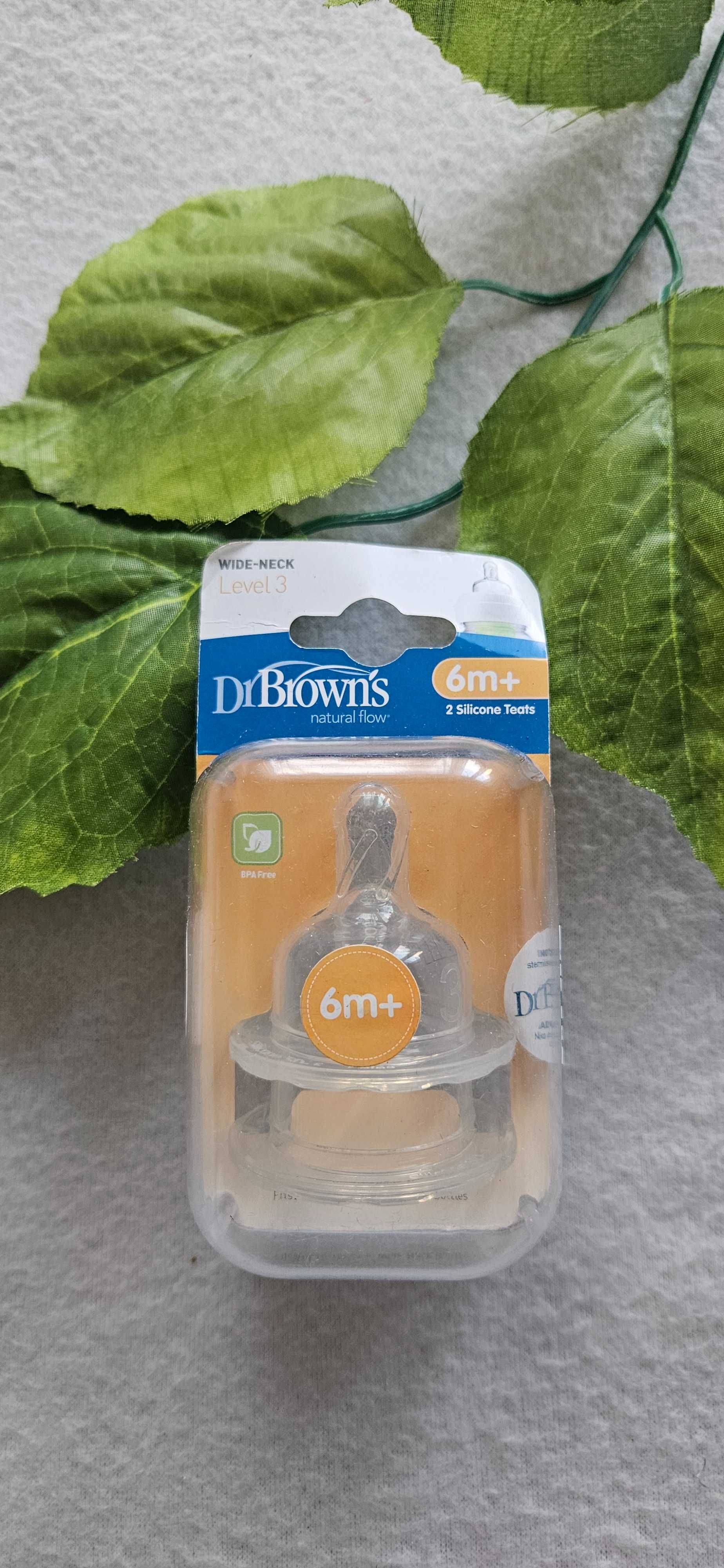 Smoczek do butelki level 3 6m do mleka kaszki Dr browns silikonowy sze