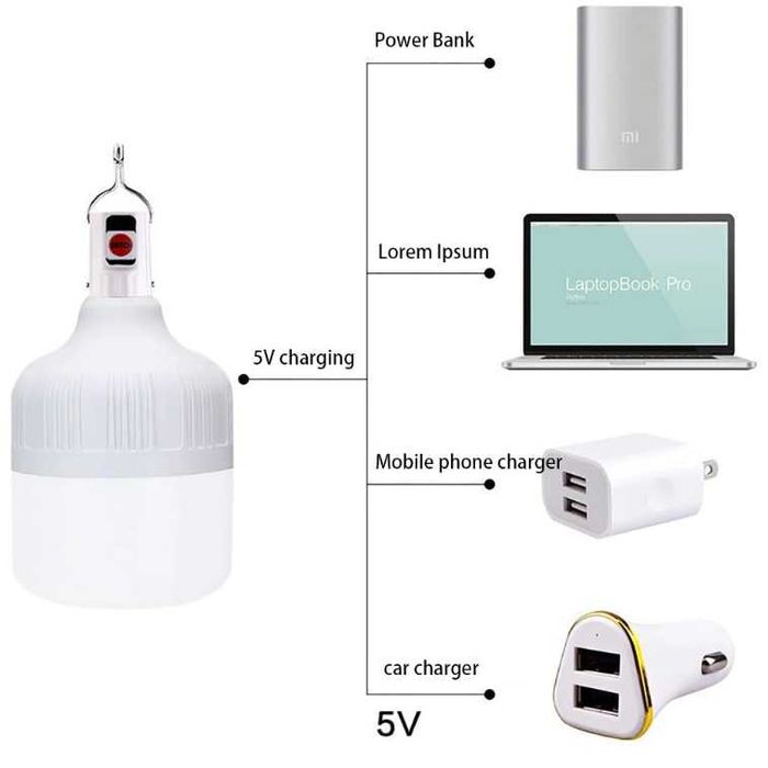 LED - лампа на аккумуляторе с крючком