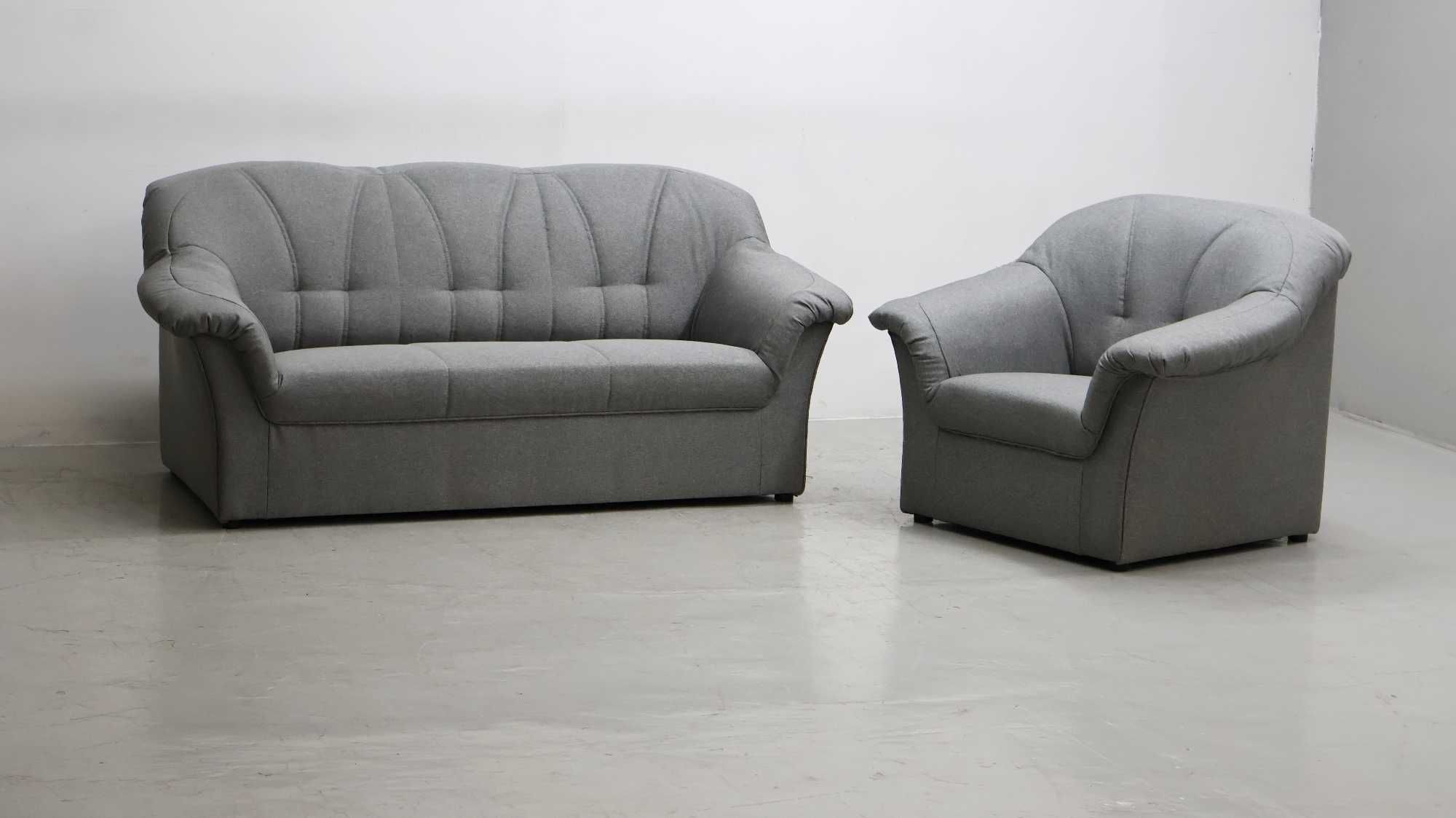 SEO nowy komplet 3+1 SOFA KANAPA zestaw z szara tkanina - salon