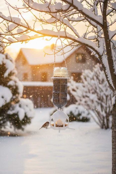 Karmnik dla ptaków Budka Domek Wiszący Stojący Na Balkon Okno BIAŁY