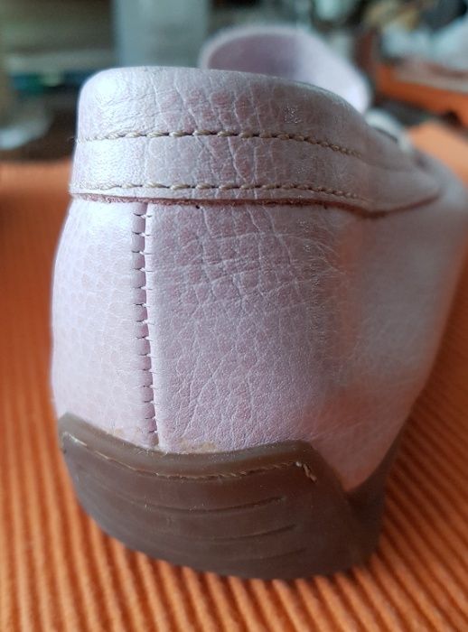 Brazylia, Mokasyny 37/38 (r. 4,5) skora, pudrowy róż, Made in Brasil
