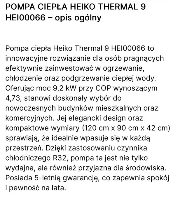 Pompa ciepla Heiko Thermal 9 HEI00066