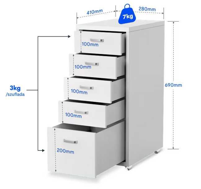 Szafka Szufladowa Dopamine z Kółkami (RW2)