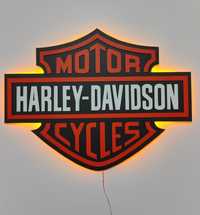 Harley Davidson с подсветкой. Лого Харли Девидсон