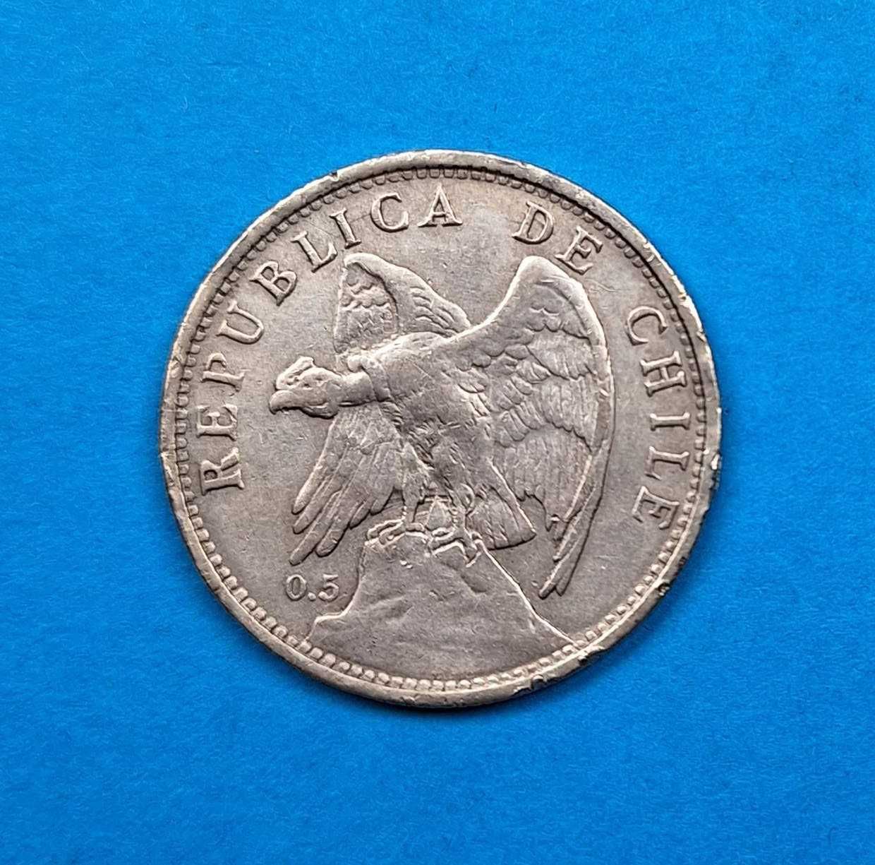 Chile 1 peso rok 1924, dobry stan, srebro 0,500
