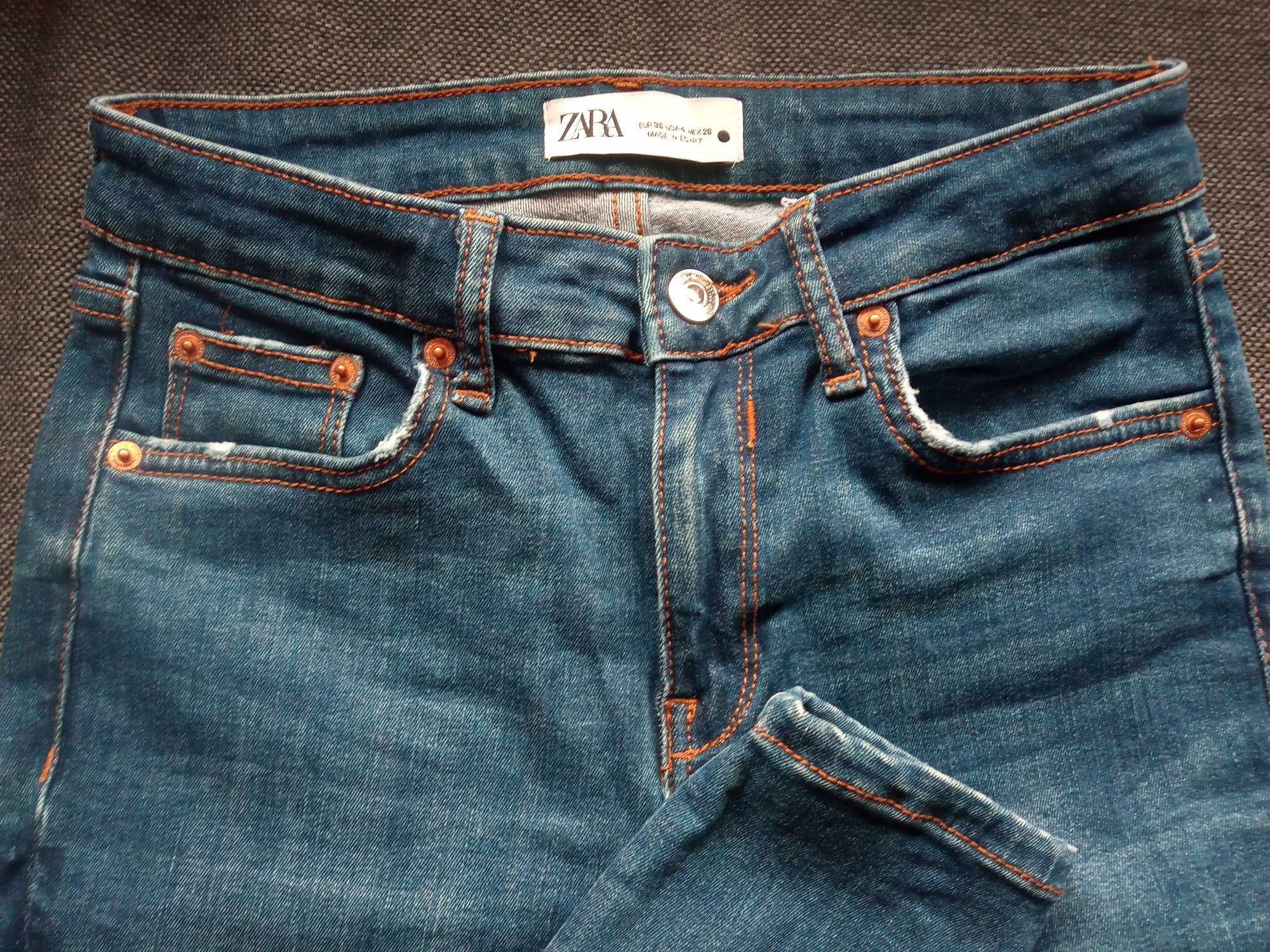 ZARA granatowe jeansy vintage 36