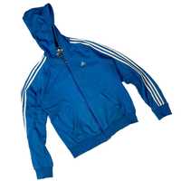 Adidas niebieska zapinana bluza z kapturem streetwear (M/L) 90s y2k