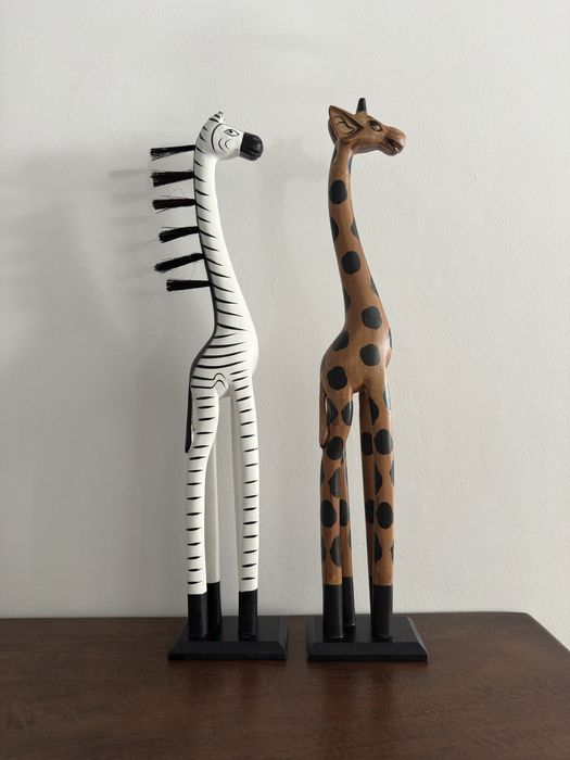 Stojące ozdoby afrykańskie - żyrafa i zebra