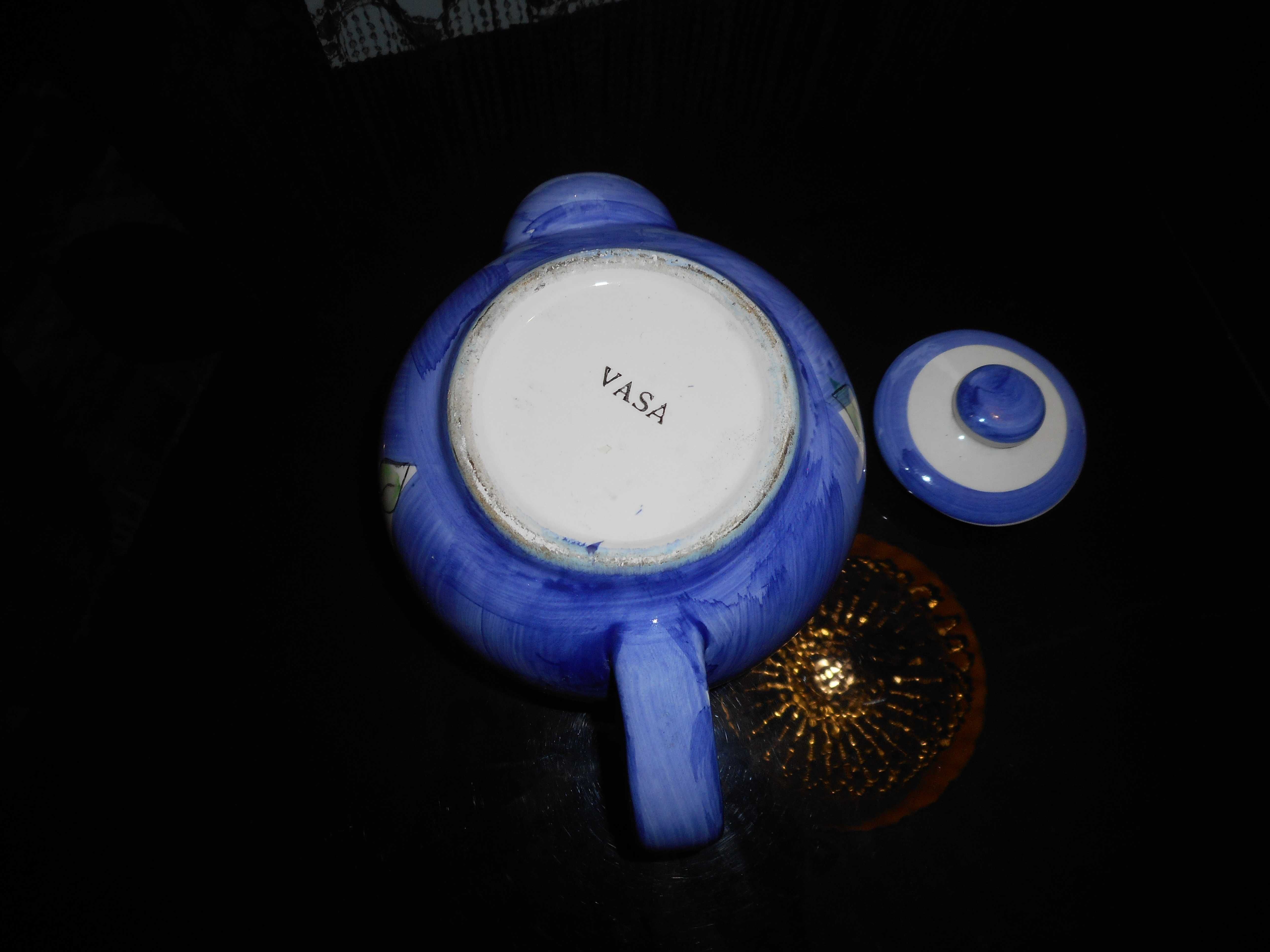 Dzbanek Vasa dzbaneczek kawa herbata PRL ceramiczny ceramika niebieski