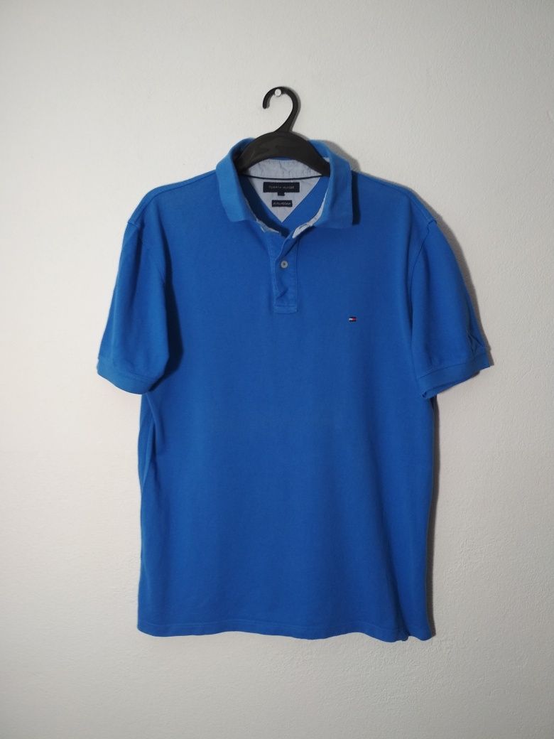 Tommy Hilfiger t-shirt niebieska koszulka polo L