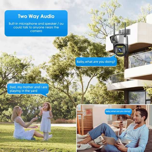 Универсальная камера вай фай видеонаблюдения IP 4K 8MP c 2 Объективами