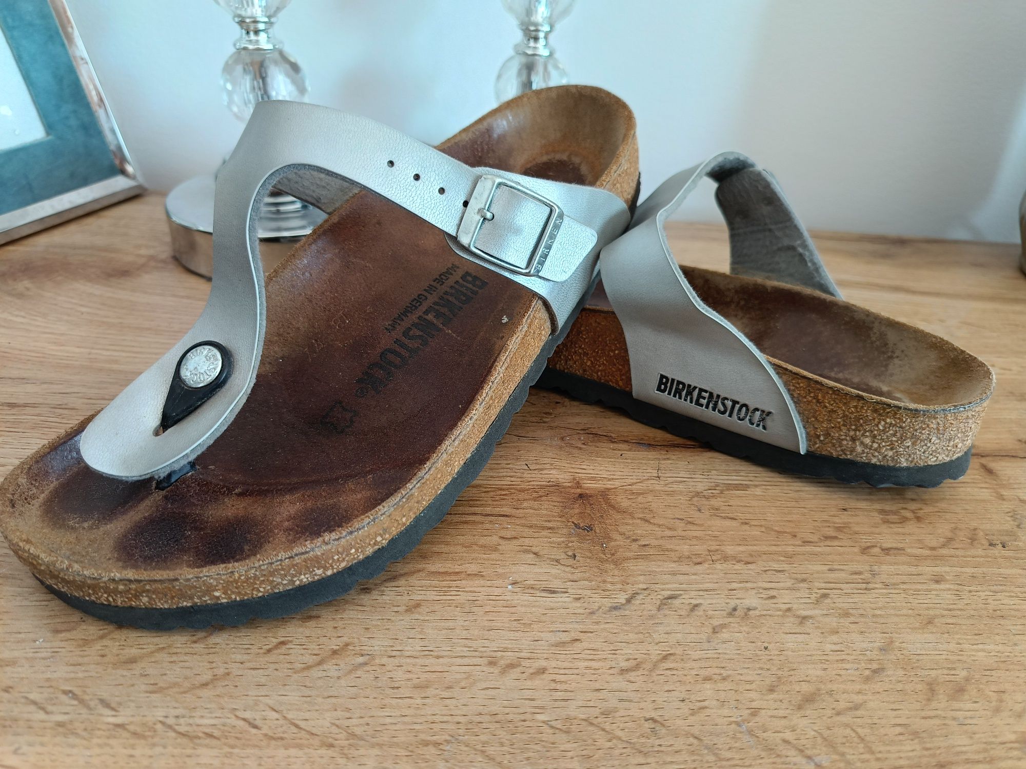 Klapki japonki birkenstock 38 srebrne