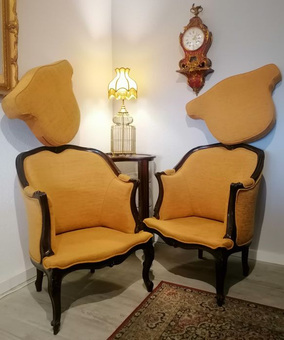 Par Clássicas Poltronas (Cadeirões Bergeres Cadeiras braços) Luís XV