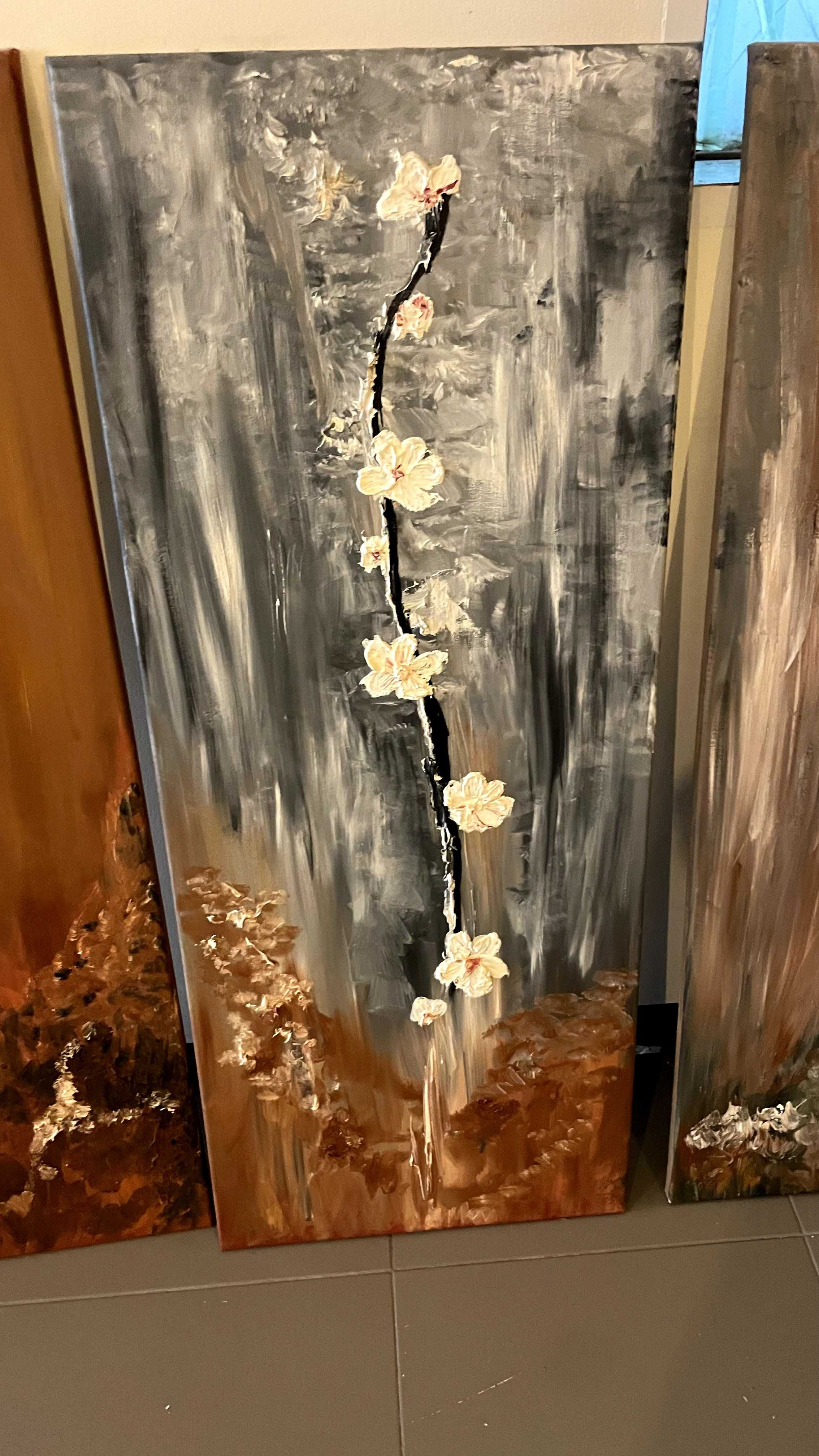 Conjunto de 5 Quadros de Flores em Várias Cores
