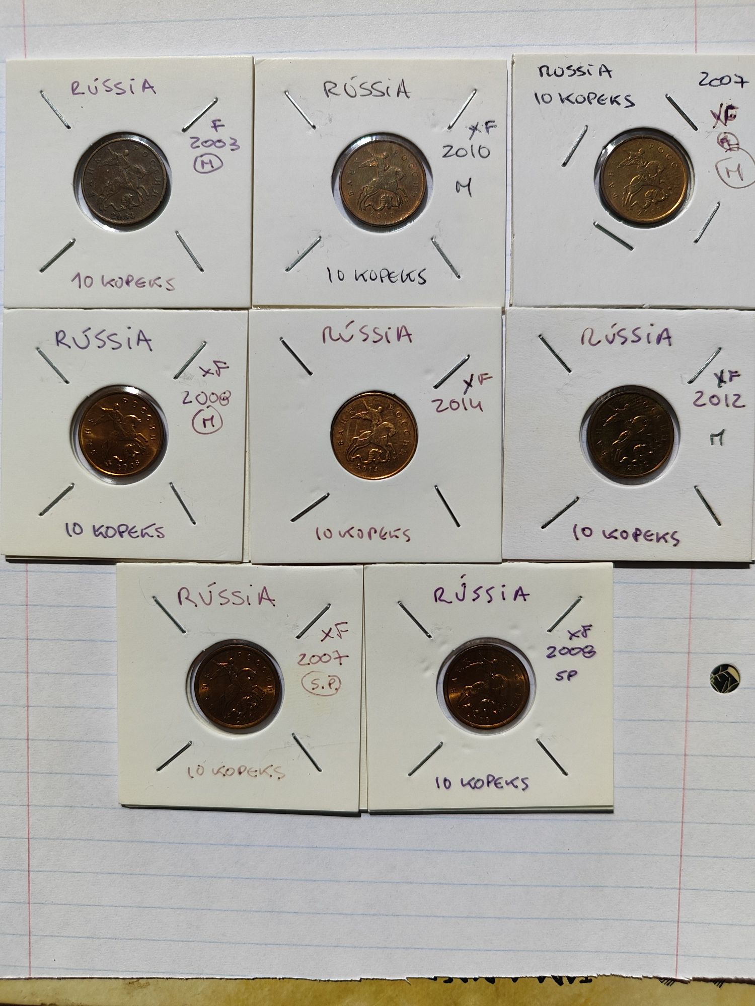 Lote de 28 moedas da Rússia em diferentes estados de conservação.