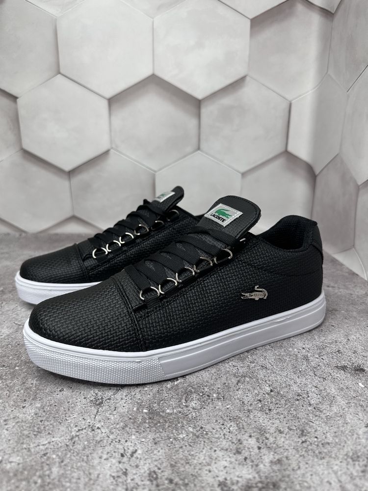 Популярні чоловічі кеди Lacoste Black повсякденні 40-44 рр