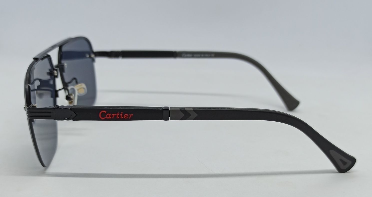 Cartier очки мужские черные однотонные в черном метал дужки на флексах