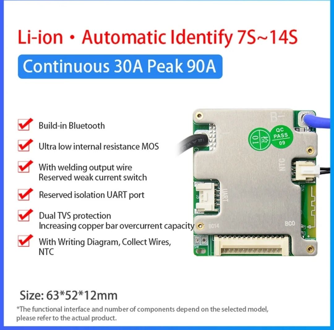 JBD smart BMS  7-14S 30A с Bluetooth