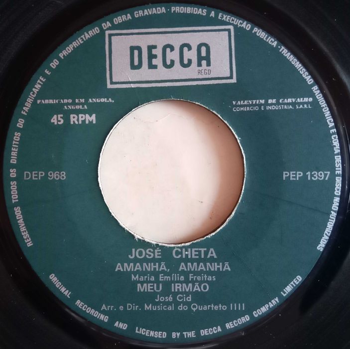 José Cheta	- - - - -	Amanhã, Amanhã	- - - - -	EP