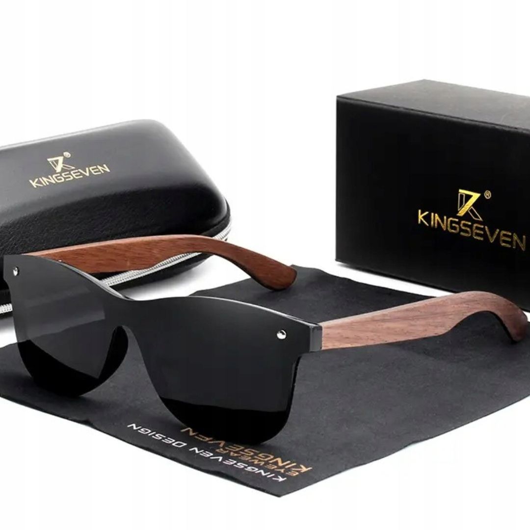 Okulary Przeciwsłoneczne Drewniane Kingseven +Etui