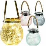 LAMPA SOLARNA latarenka z uchwytem z juty lampka LED do ogrodu