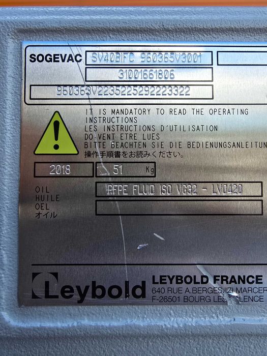 Pompa Próżniowa Olejowa Łopatkowa Leybold Sogevac SV40 BIFC Busch