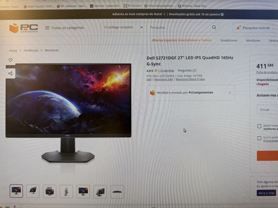 Monitor gaming dell 165hz 2k