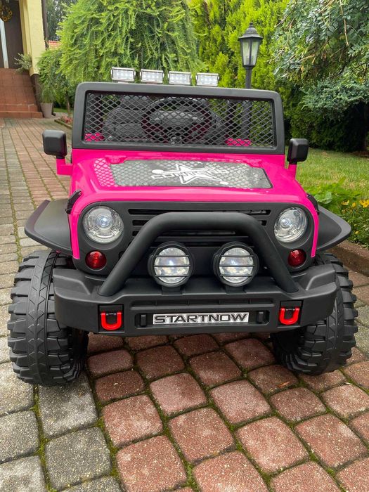 Dwuosobowe Auto na akumulator DUŻY JEEP DLA DZIECI 4×4 EVA RÓŻOWY MP4
