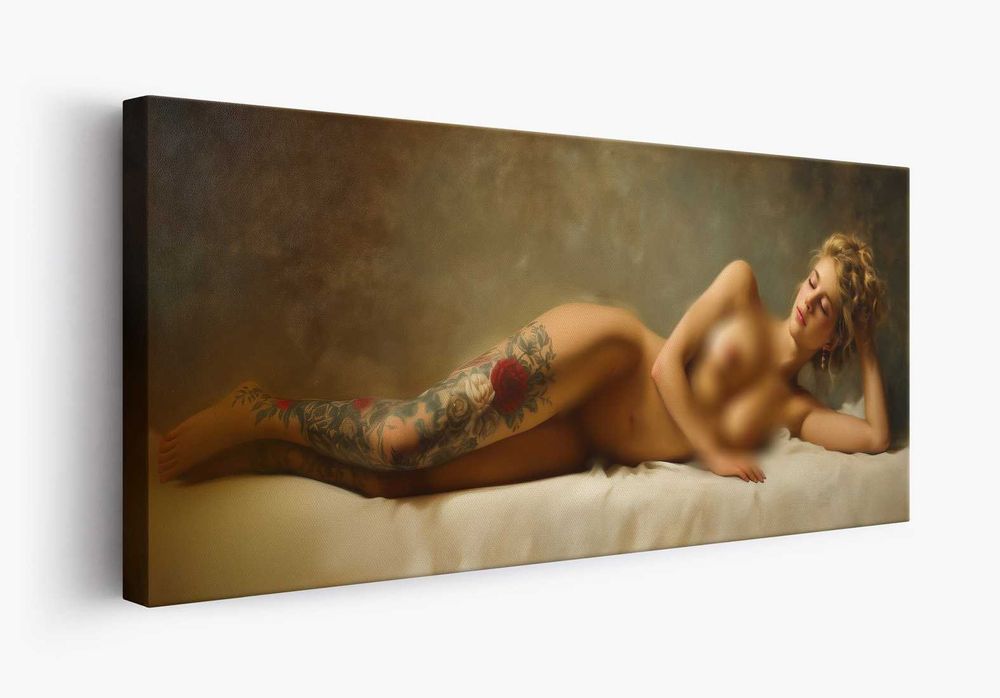Obraz na płótnie akt kobieta dziewczyna na ścianę z tatuażem