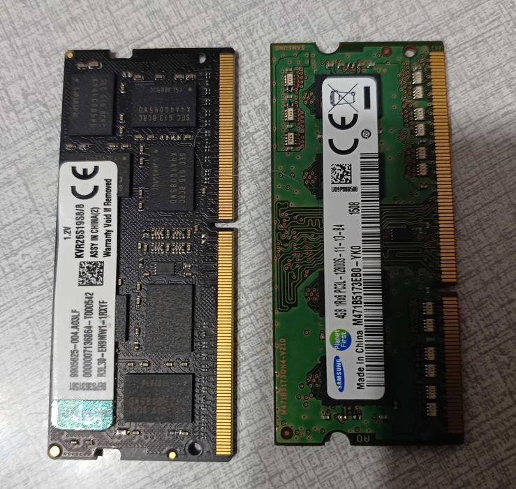 Пам'ять для ноутбука б/в  4 gb DDR3L 1600 MHz, 8 gb DDR4 2666 MHz