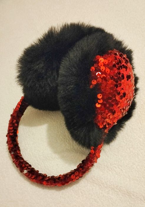 Nauszniki zimowe z cekinami czapka cekinowa futerko