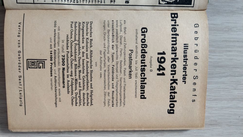 Niemiecki katalog znaczków 1941 r Gebrüder Senf Grossdeutschland