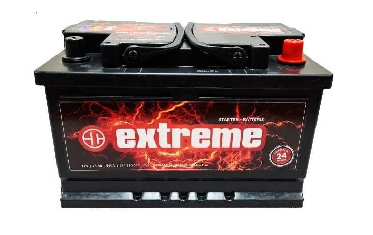 AKUMULATOR 74Ah 680A!!! 12V Extreme Black Prawy PLUS PL Melox