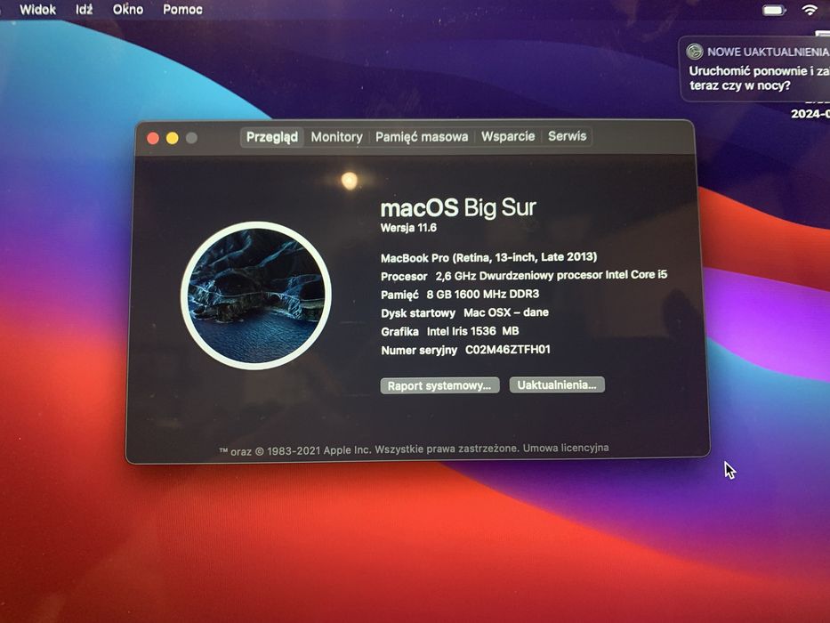 Apple Macbook Pro A1502 Intel I5 500gb ssd 8gb ram