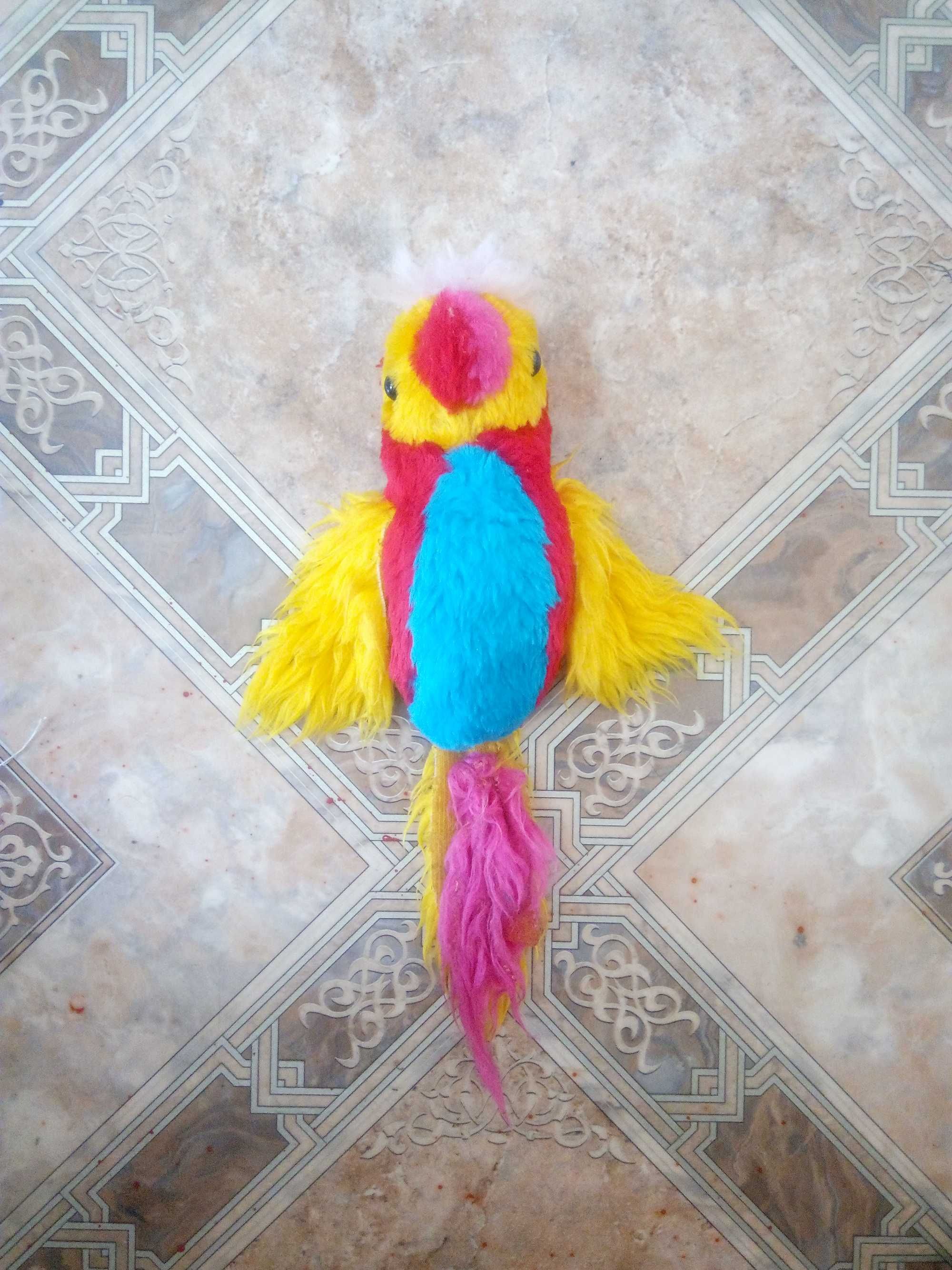 Советская детская мягкая игрушка попугай с хохолком. СССР ретро винтаж